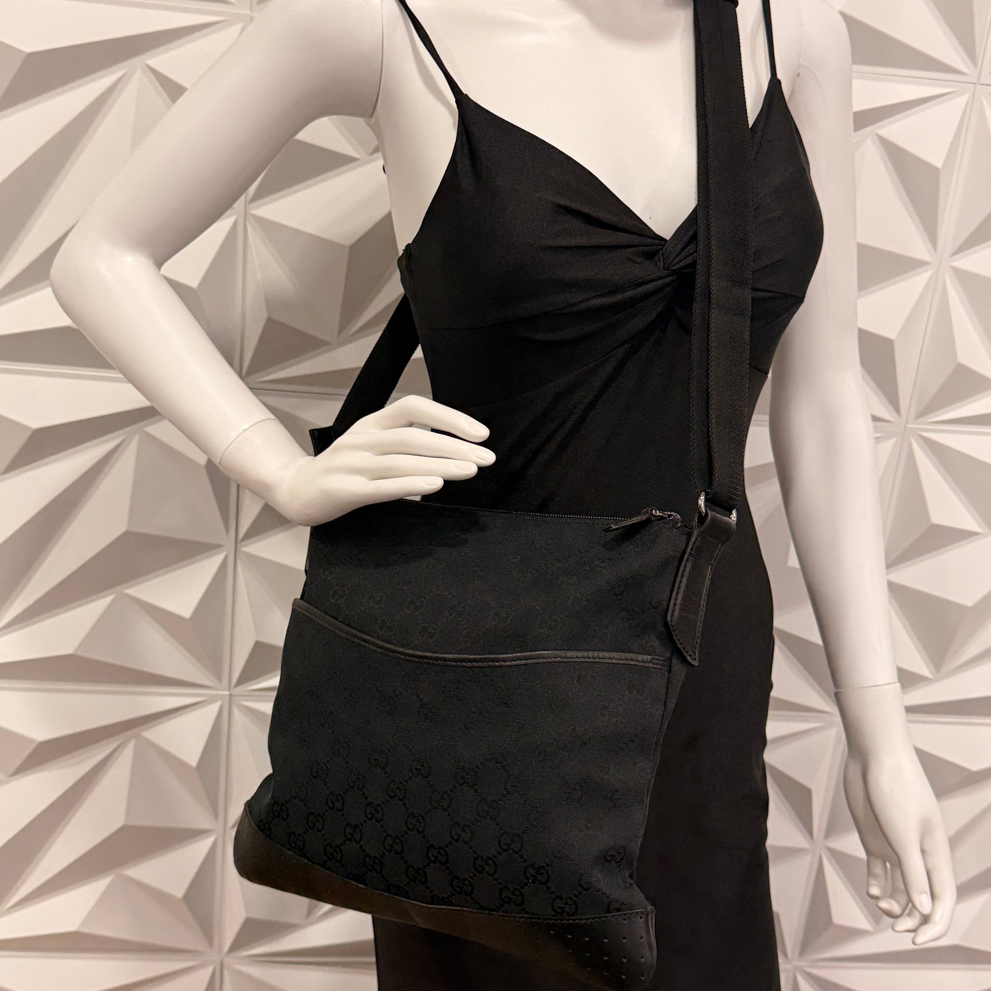 Gucci GG Black Canvas Messenger Crossbody