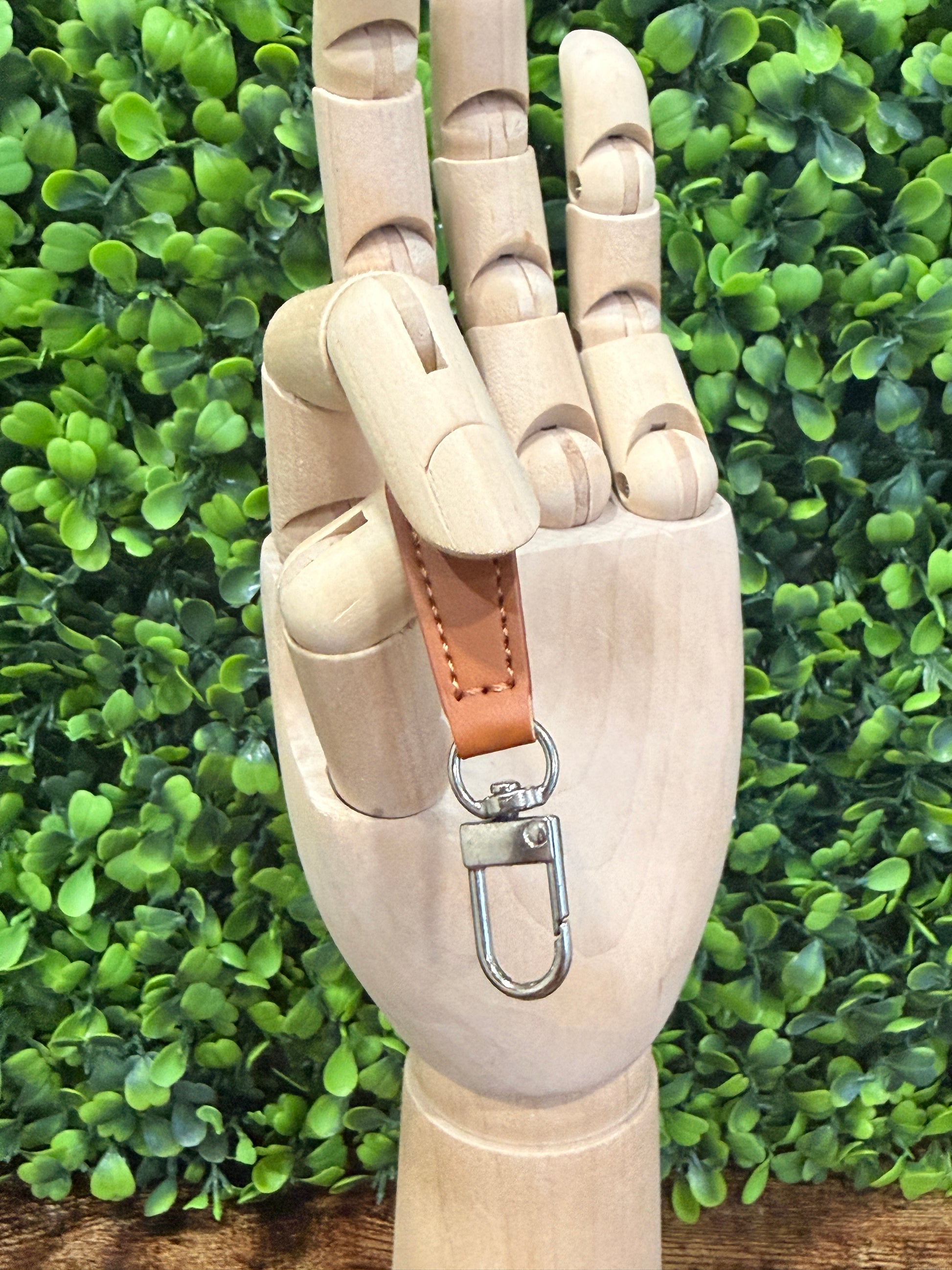 No-Brand Leather Zipper Pull Tag Light Brown