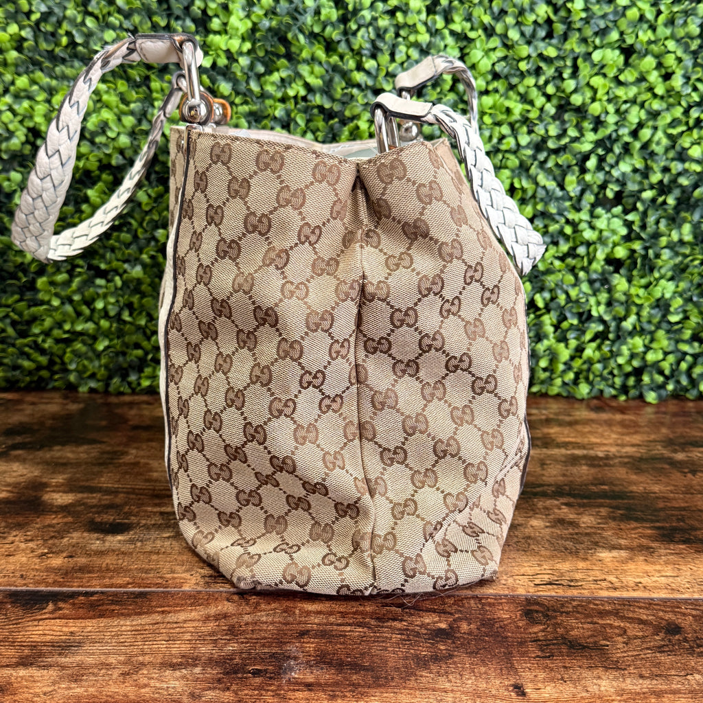 Gucci GG Canvas Bamboo Bar Tote
