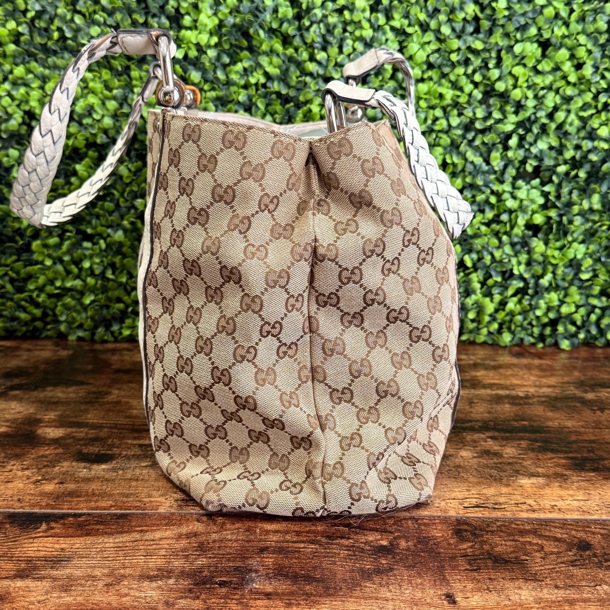 Gucci GG Canvas Bamboo Bar Tote