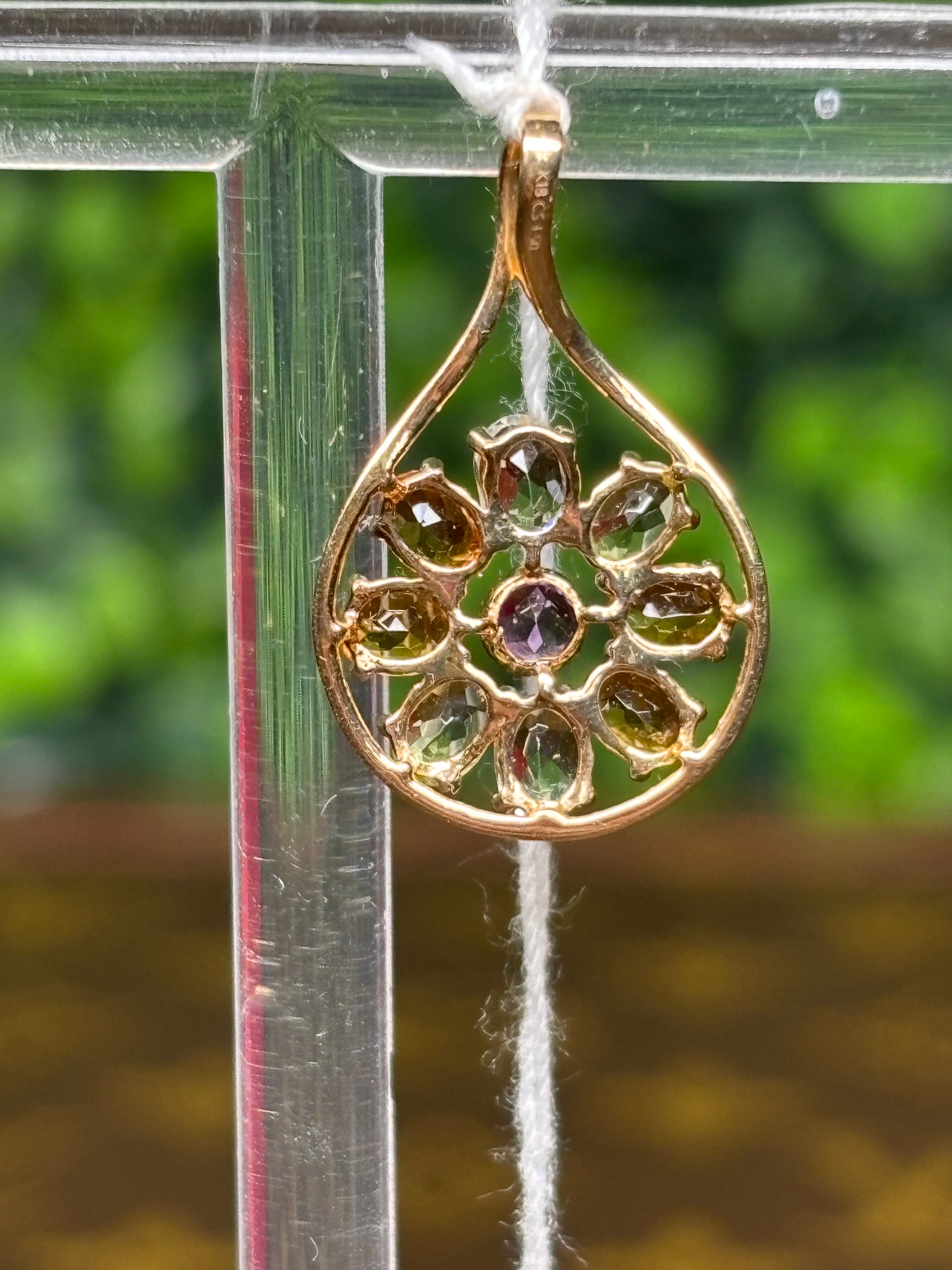 Pendant Yellow Gold 18K Multigem Drop