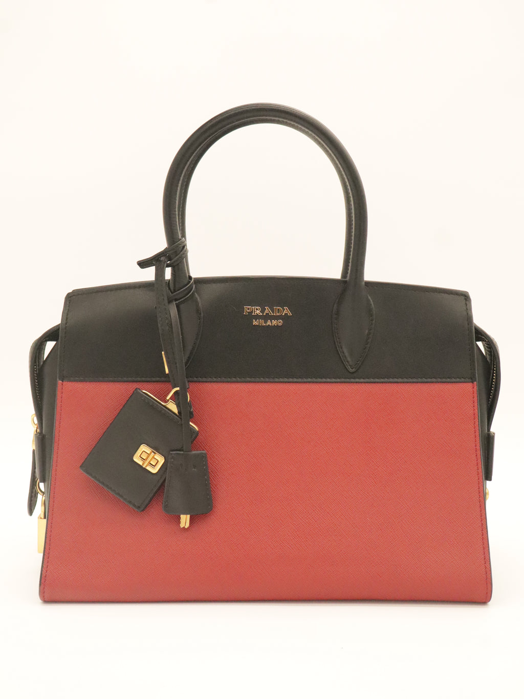 Prada Esplanade Saffiano Leather Bicolor Red/Black