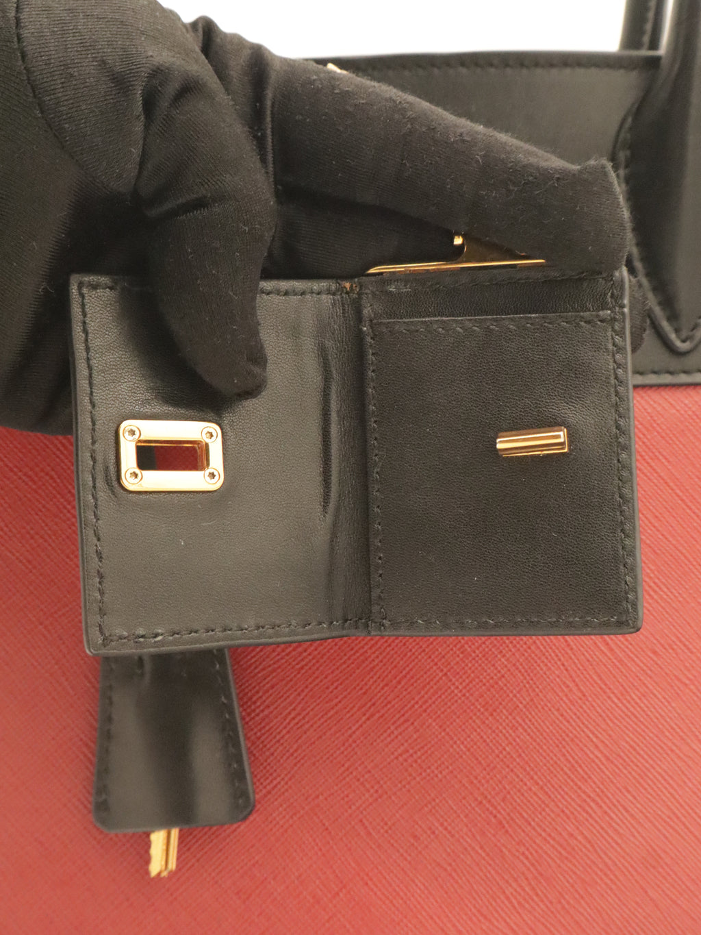 Prada Esplanade Saffiano Leather Bicolor Red/Black