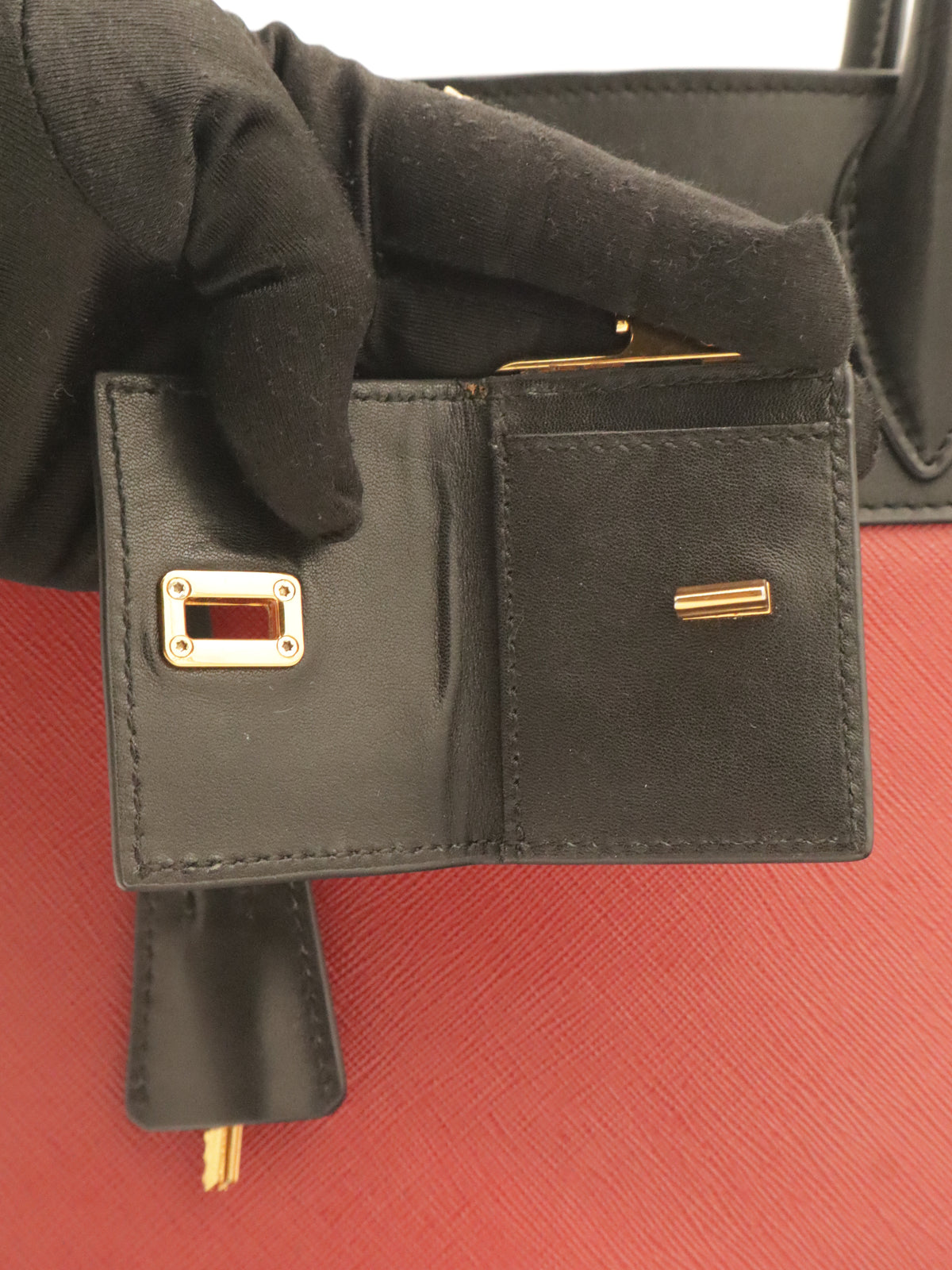 Prada Esplanade Saffiano Leather Bicolor Red/Black