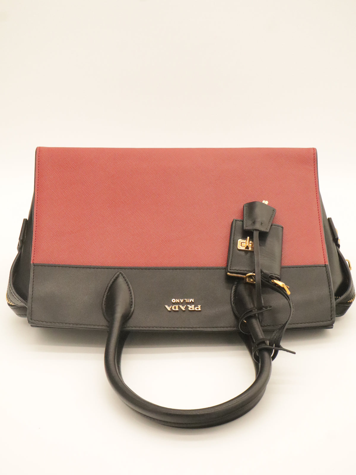 Prada Esplanade Saffiano Leather Bicolor Red/Black