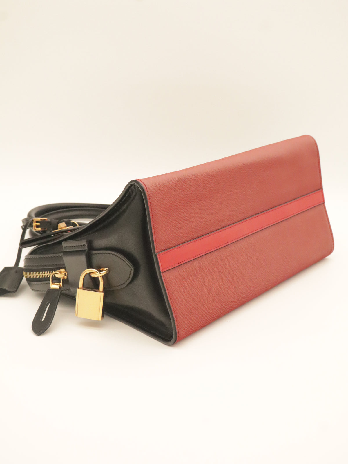 Prada Esplanade Saffiano Leather Bicolor Red/Black