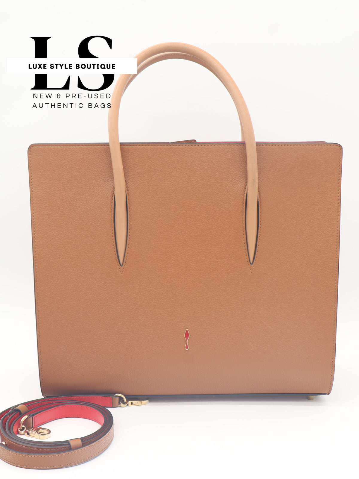 Louboutin Large Paloma Beige Calfskin Leather