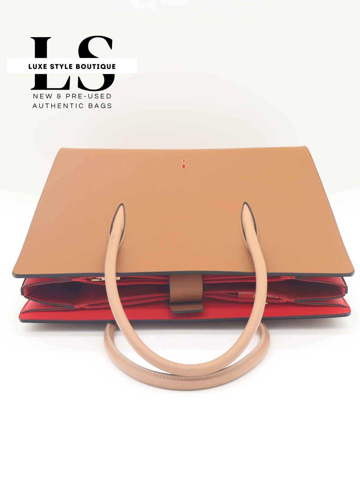 Louboutin Large Paloma Beige Calfskin Leather