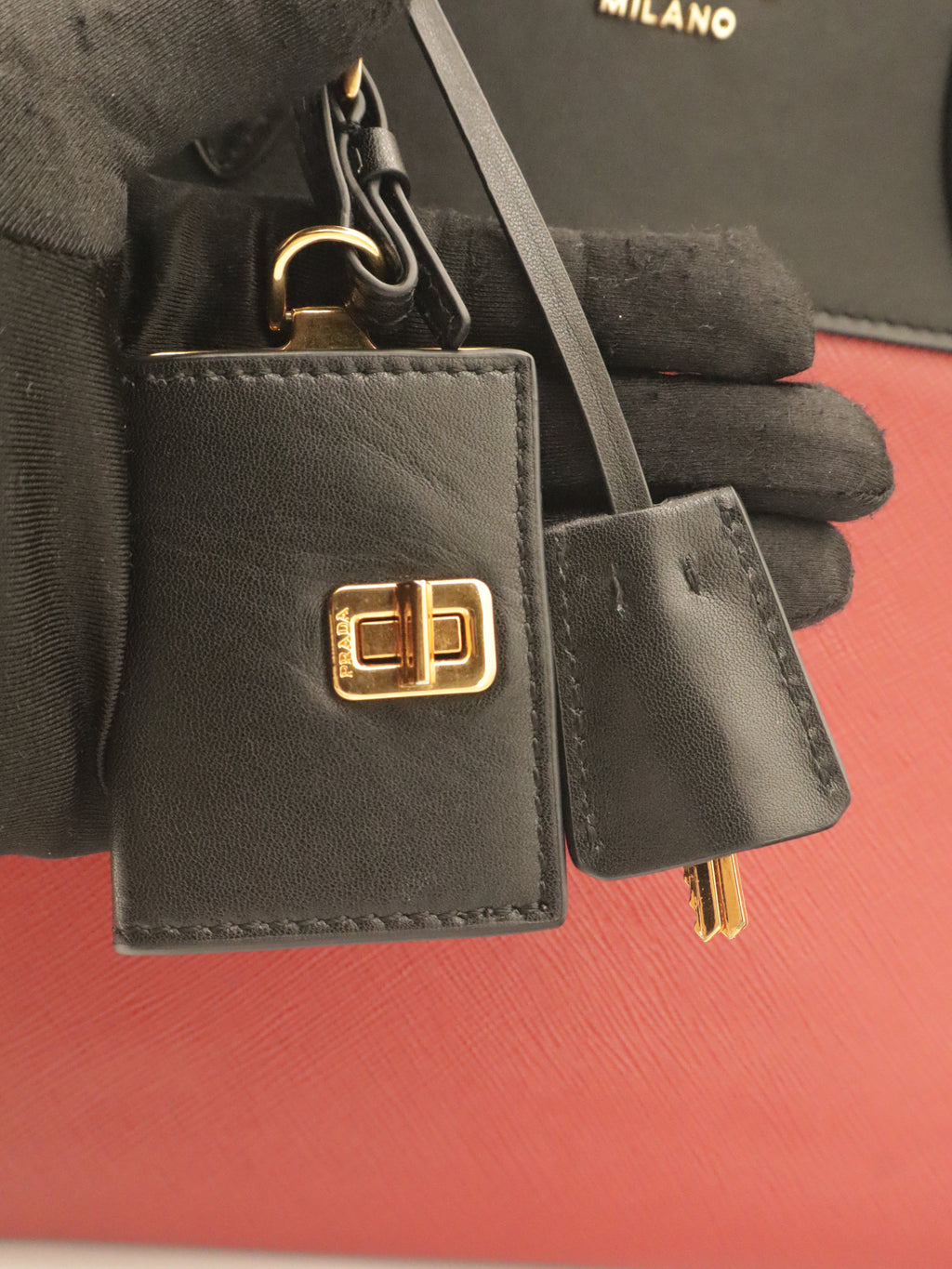 Prada Esplanade Saffiano Leather Bicolor Red/Black