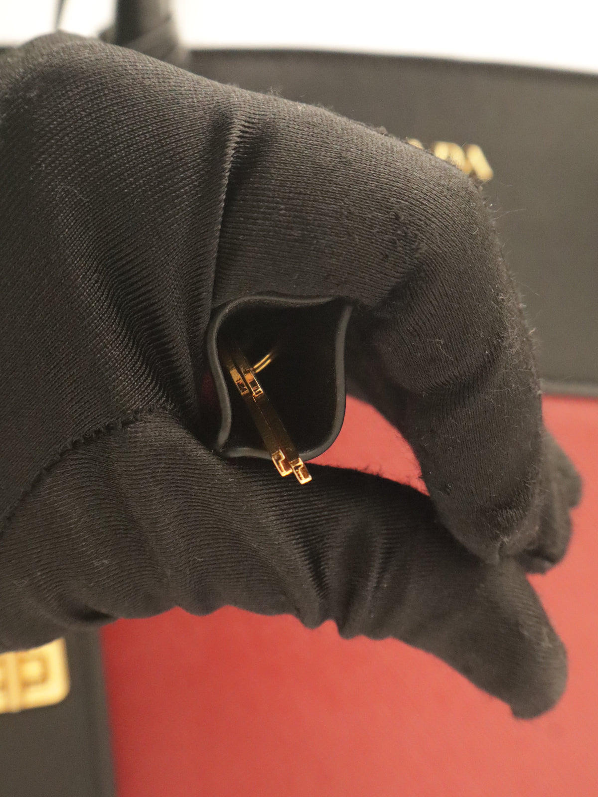 Prada Esplanade Saffiano Leather Bicolor Red/Black