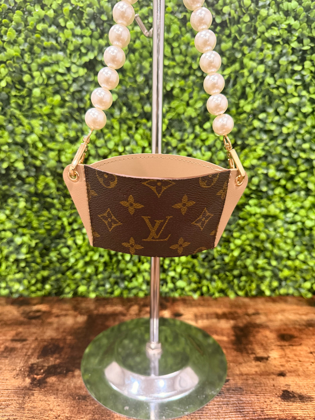 Repurposed Leather Canvas Cupholder