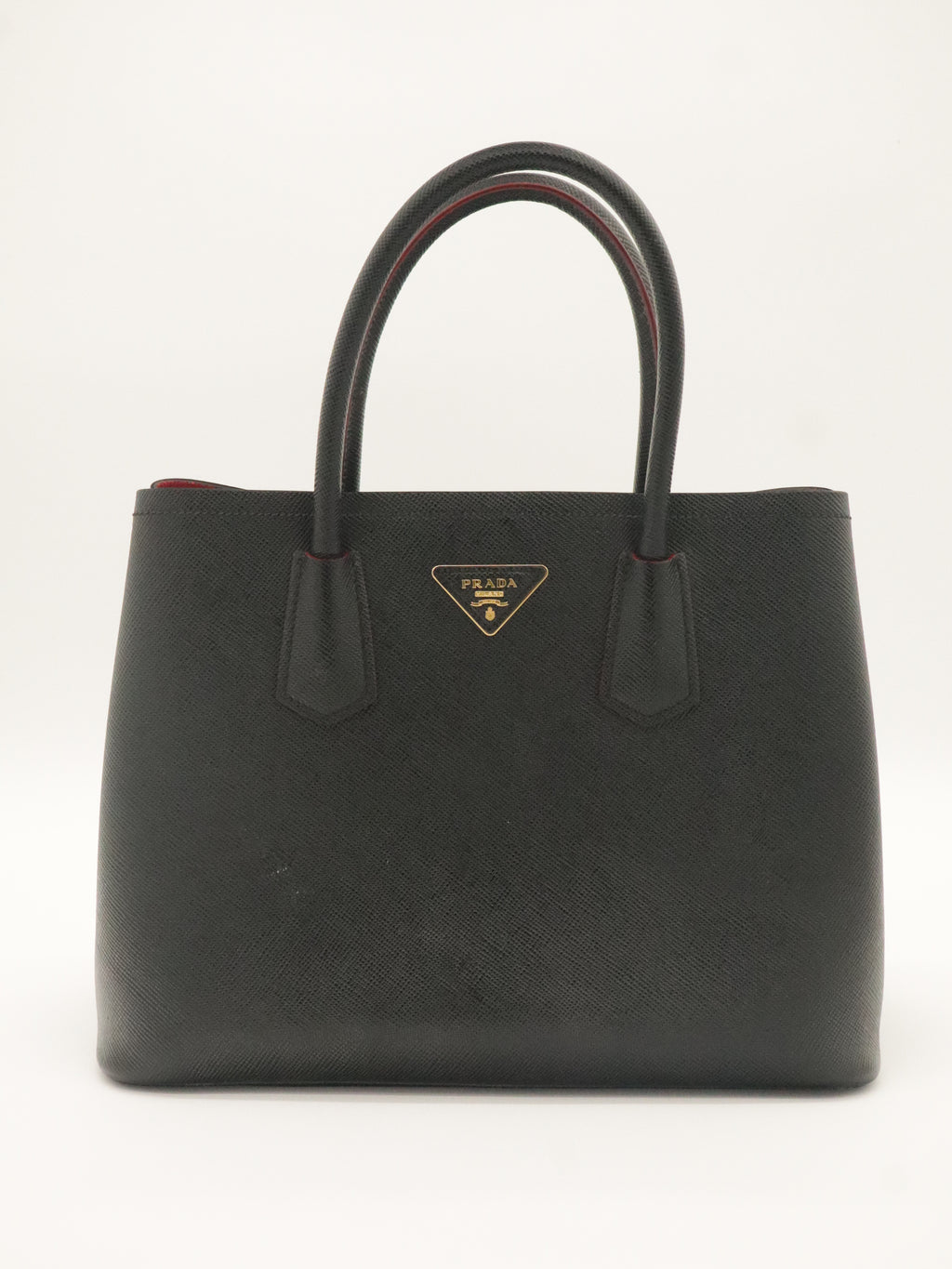 Prada Small Saffiano Leather Double Bag Black/Red