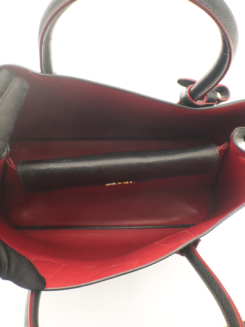 Prada Small Saffiano Leather Double Bag Black/Red