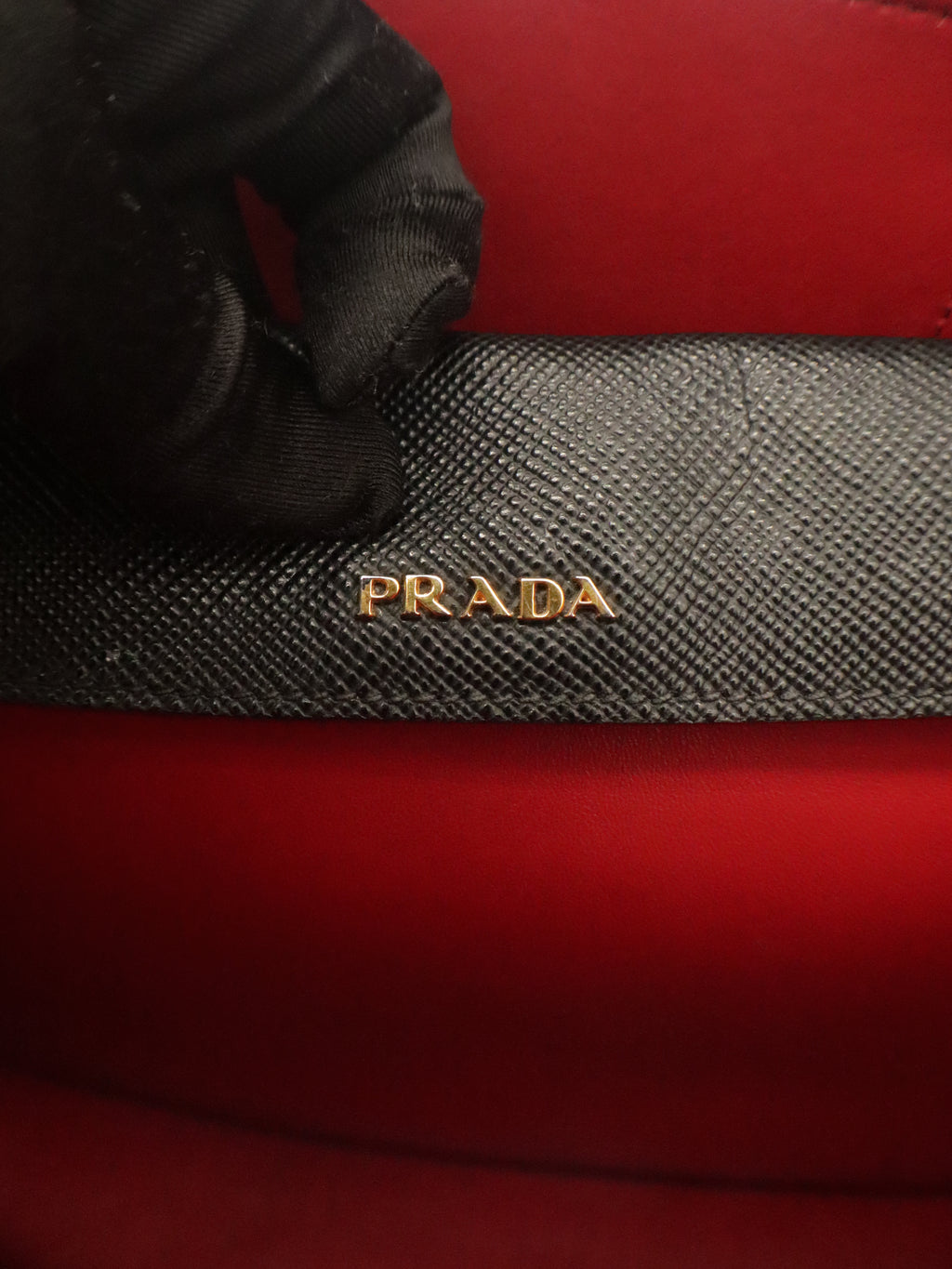 Prada Small Saffiano Leather Double Bag Black/Red