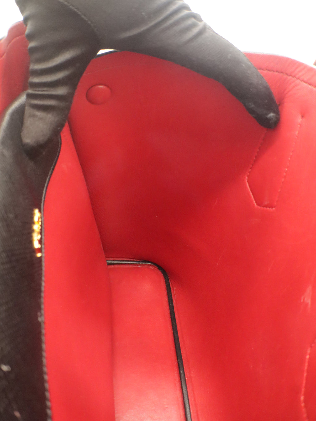 Prada Small Saffiano Leather Double Bag Black/Red