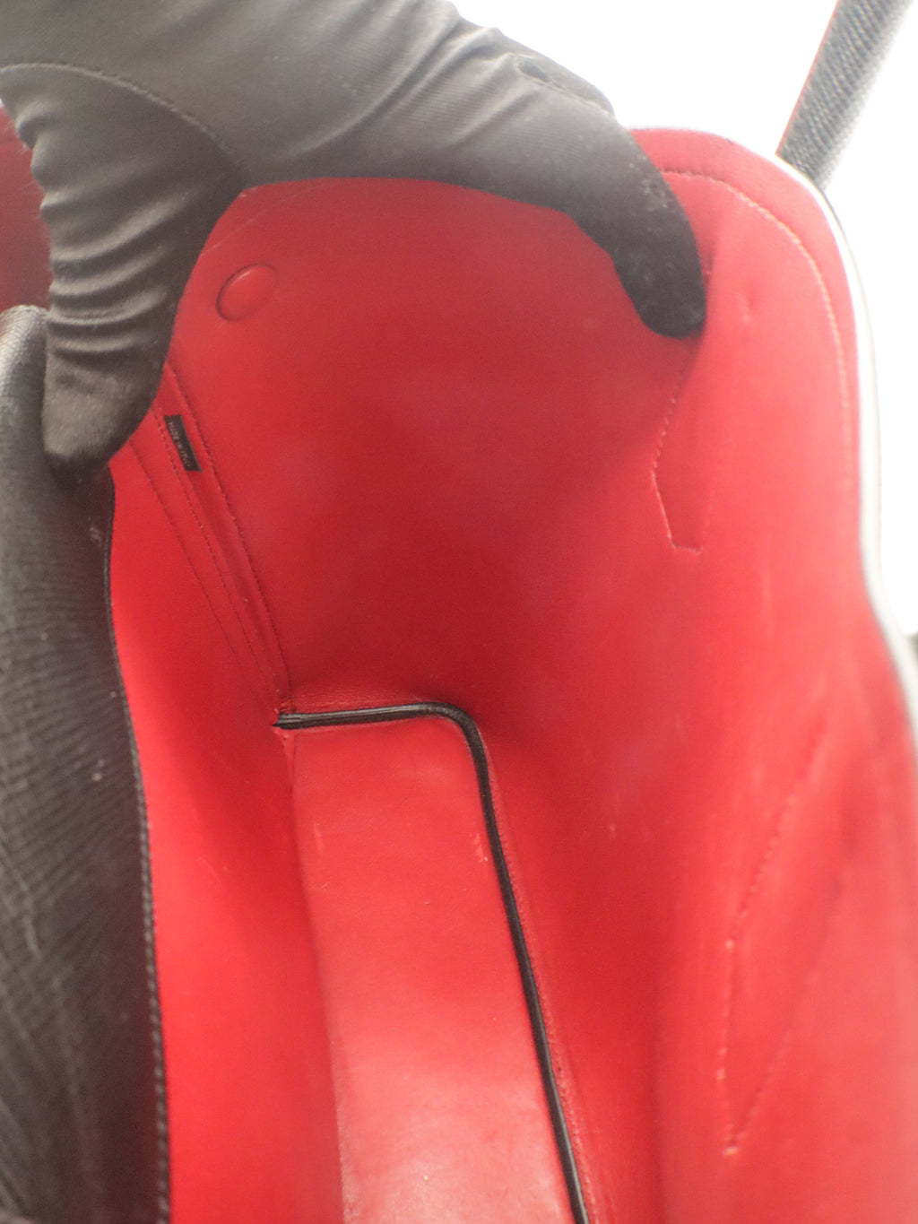 Prada Small Saffiano Leather Double Bag Black/Red