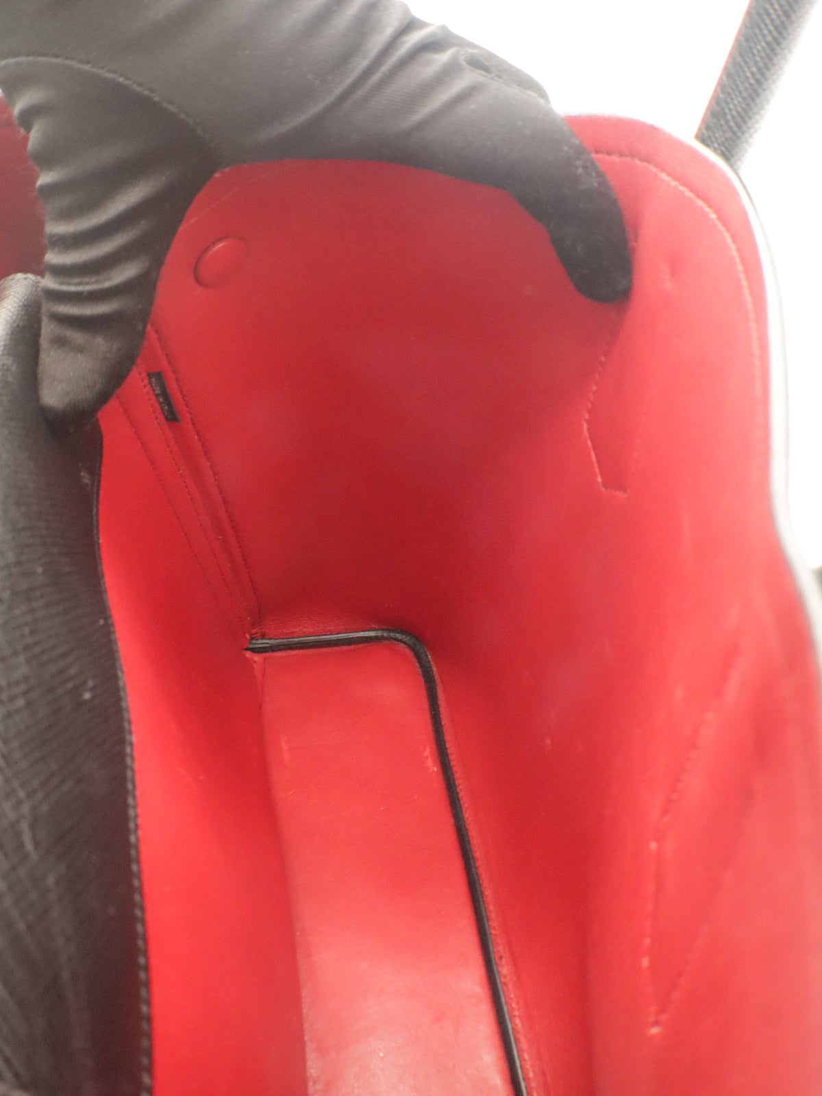 Prada Small Saffiano Leather Double Bag Black/Red
