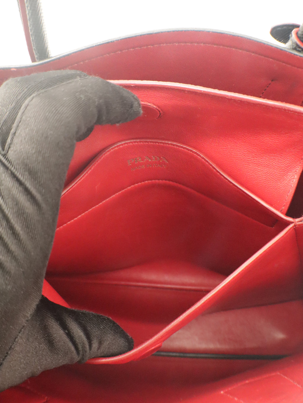 Prada Small Saffiano Leather Double Bag Black/Red