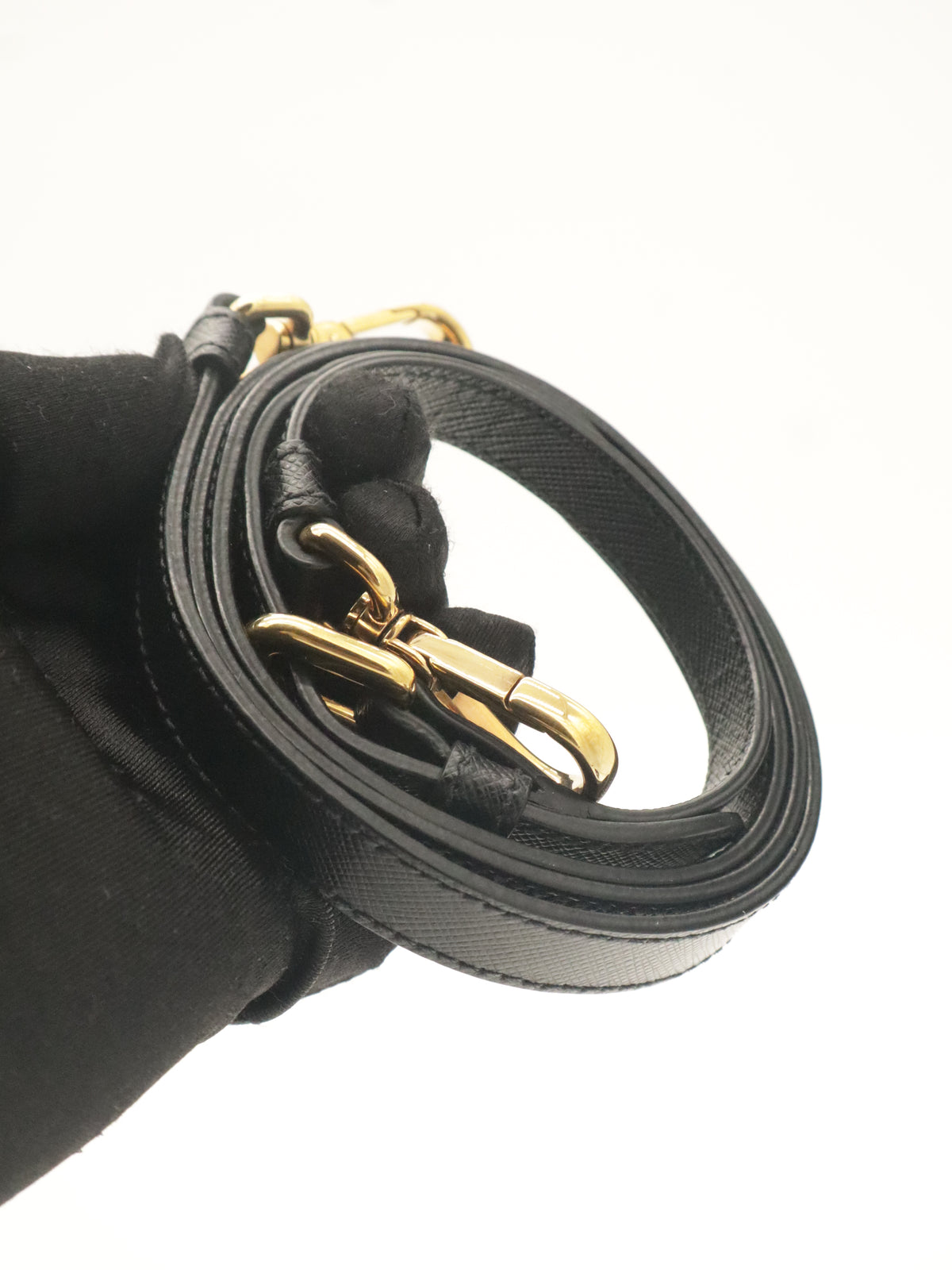Prada Small Saffiano Leather Double Bag Black/Red