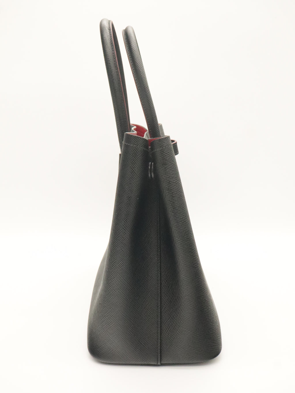 Prada Small Saffiano Leather Double Bag Black/Red
