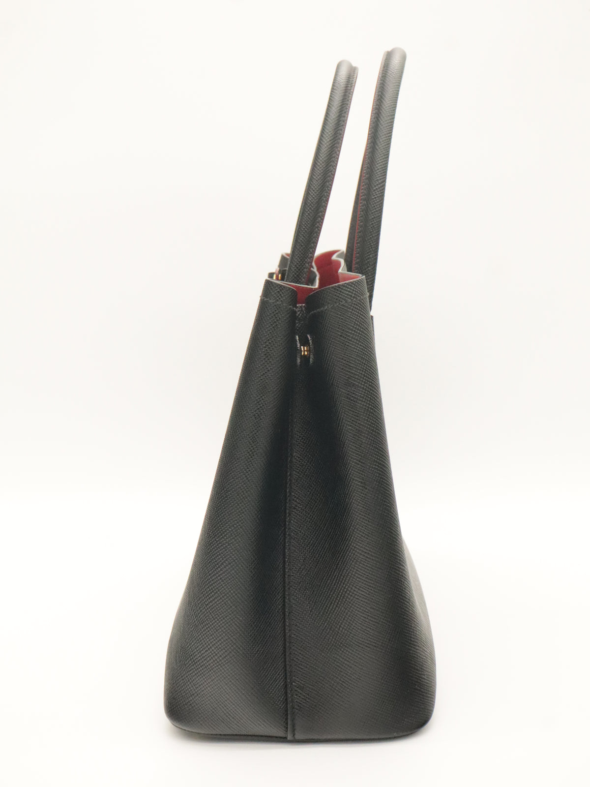 Prada Small Saffiano Leather Double Bag Black/Red