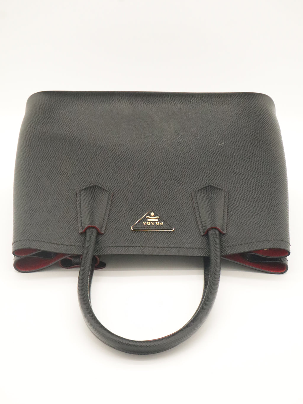Prada Small Saffiano Leather Double Bag Black/Red