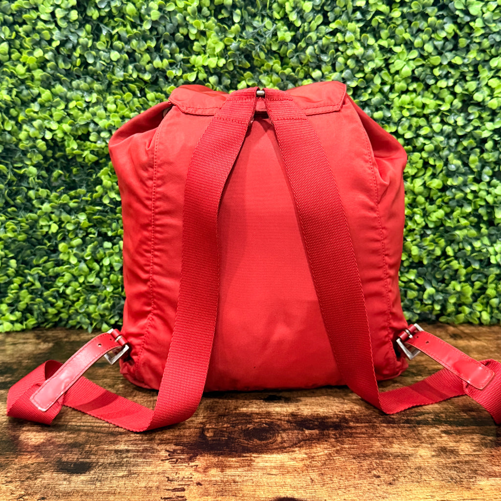 Prada Red Tessuto Drawstring Backpack