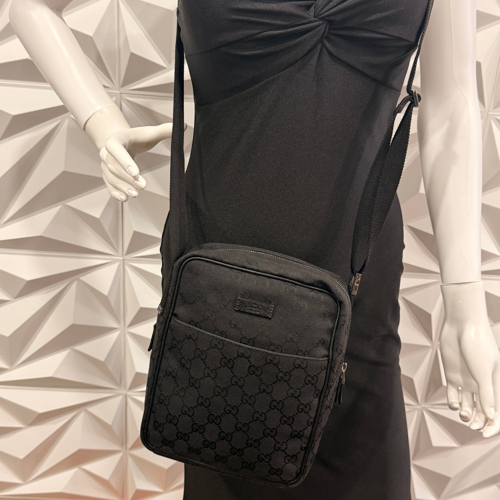 Gucci Black GG Canvas Crossbody