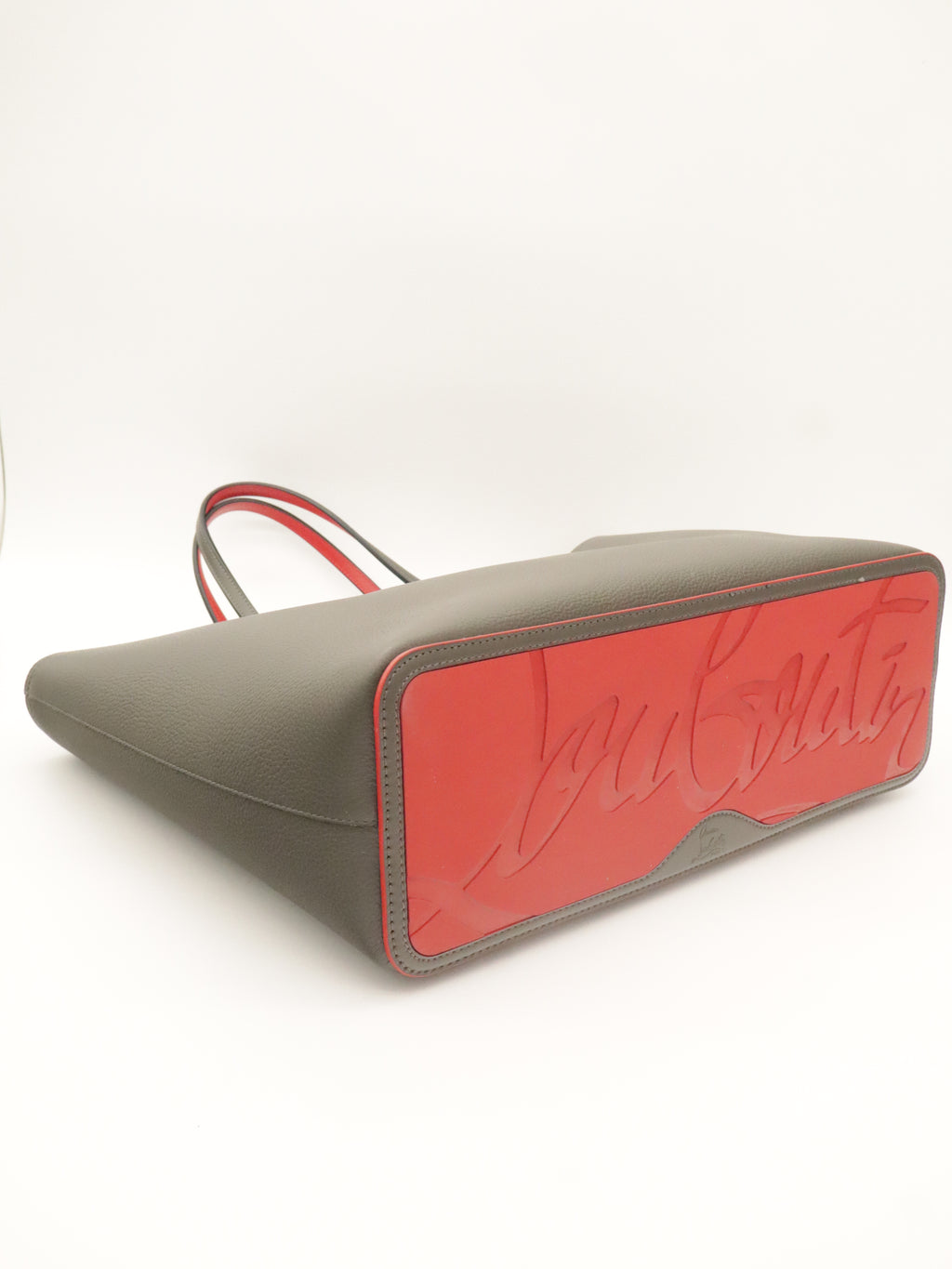 Louboutin Leather Cabata Tote Gray/Red