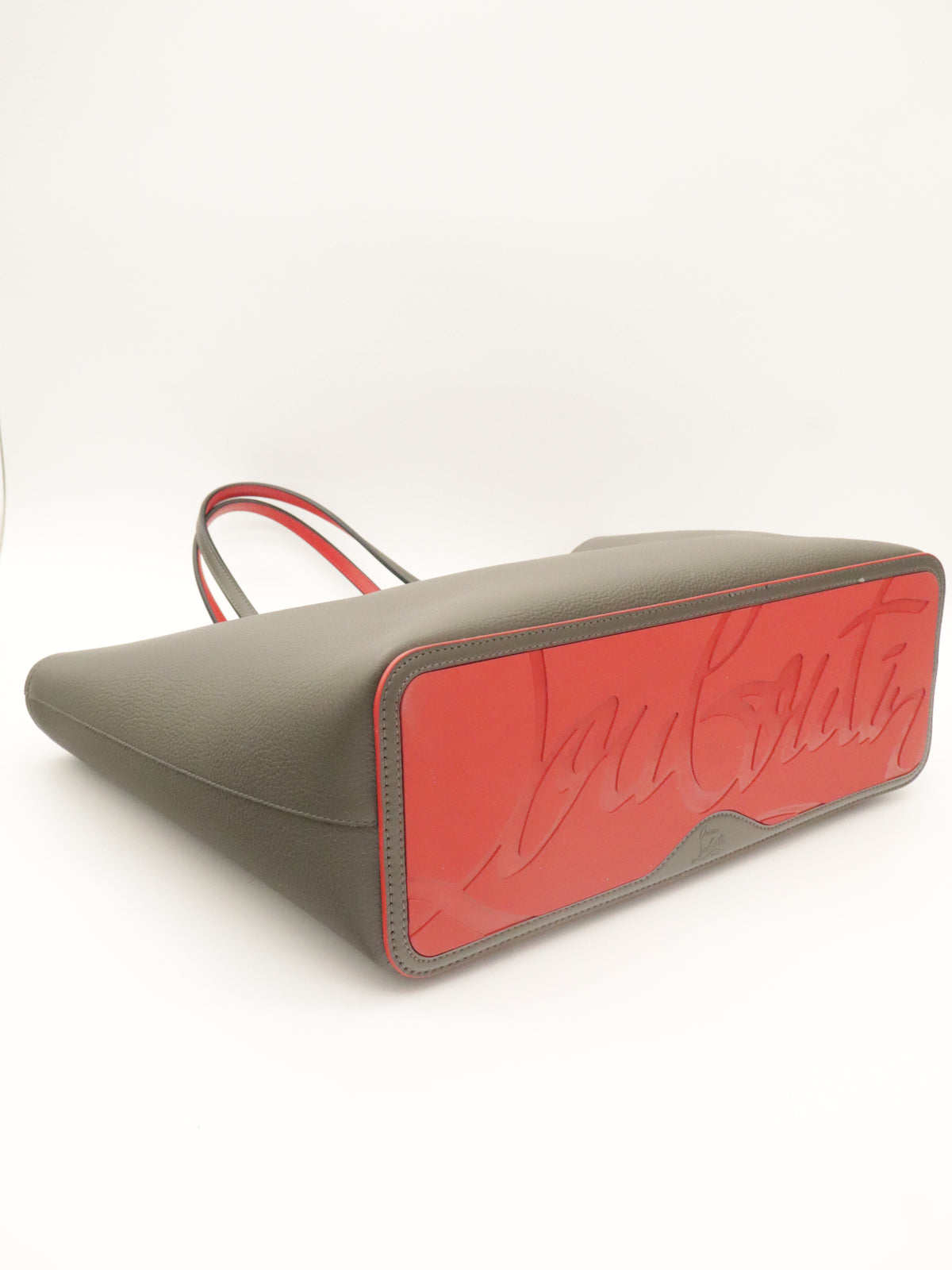 Louboutin Leather Cabata Tote Gray/Red