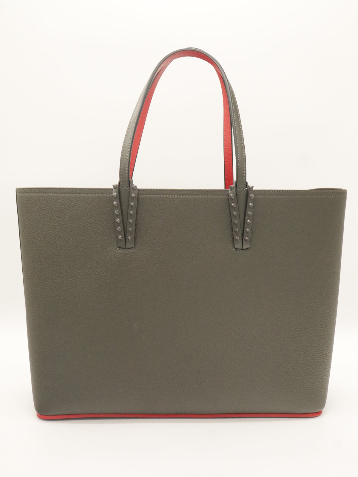 Louboutin Leather Cabata Tote Gray/Red