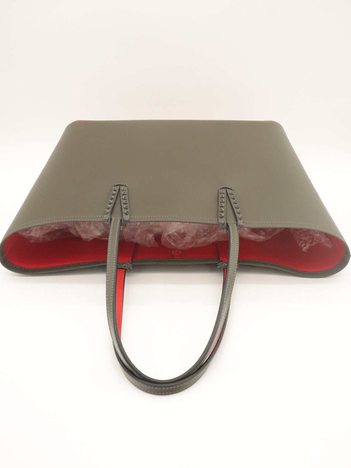 Louboutin Leather Cabata Tote Gray/Red