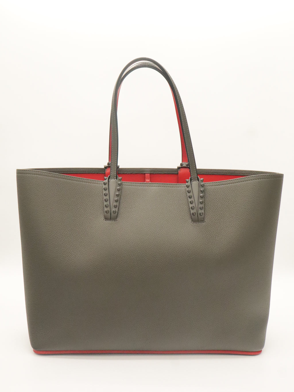 Louboutin Leather Cabata Tote Gray/Red