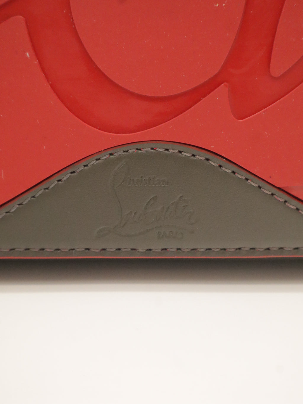 Louboutin Leather Cabata Tote Gray/Red