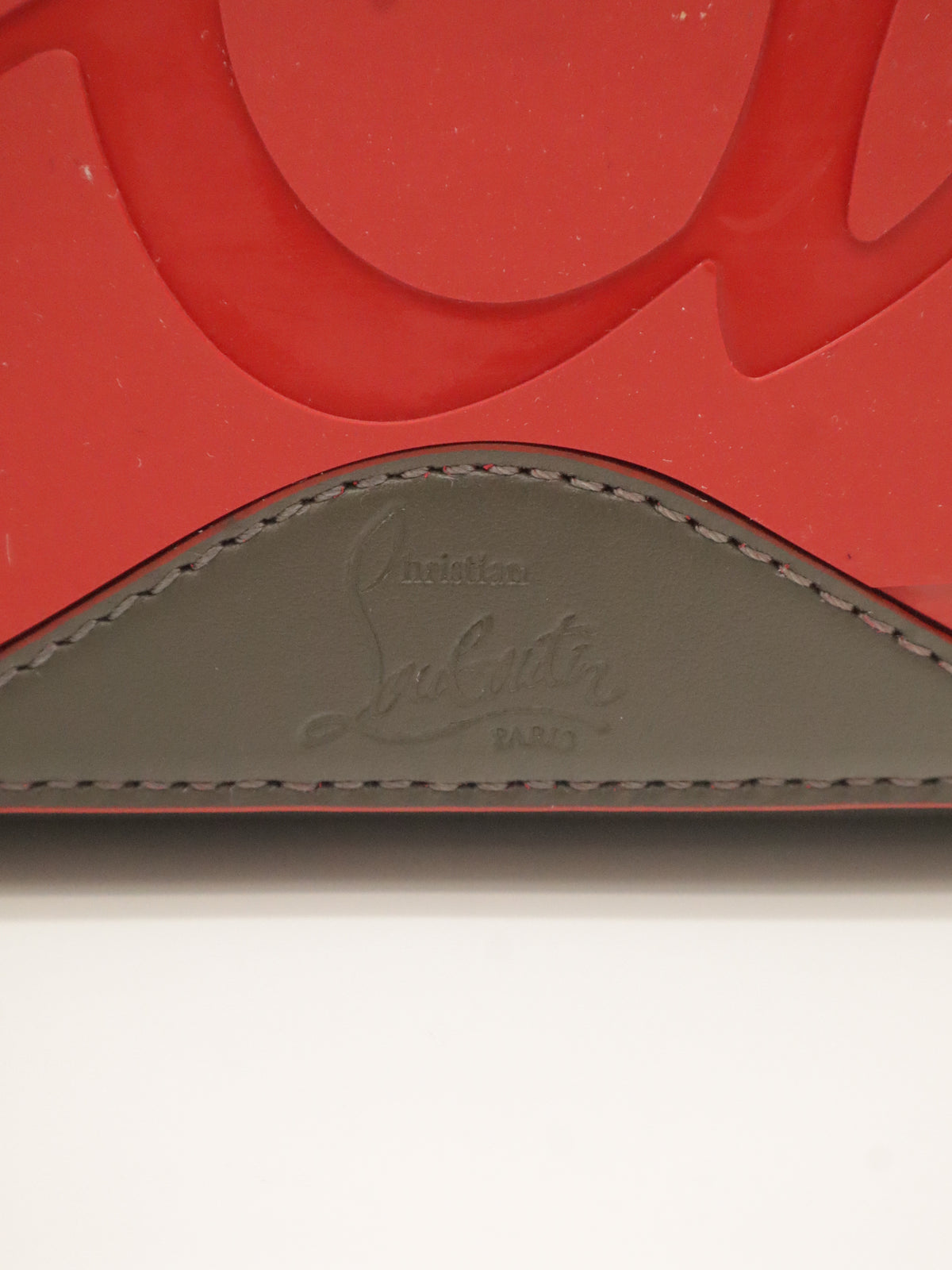 Louboutin Leather Cabata Tote Gray/Red