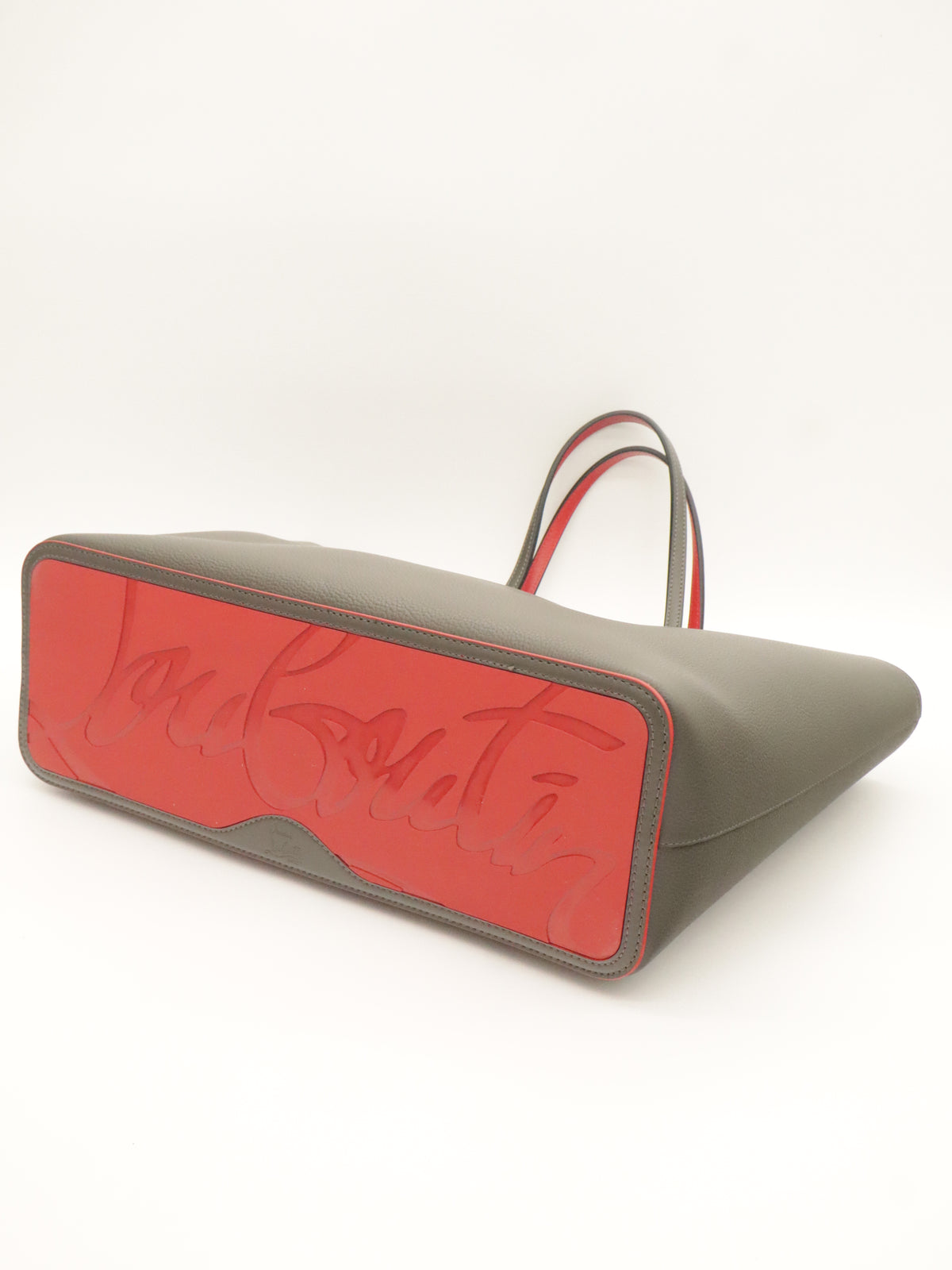 Louboutin Leather Cabata Tote Gray/Red