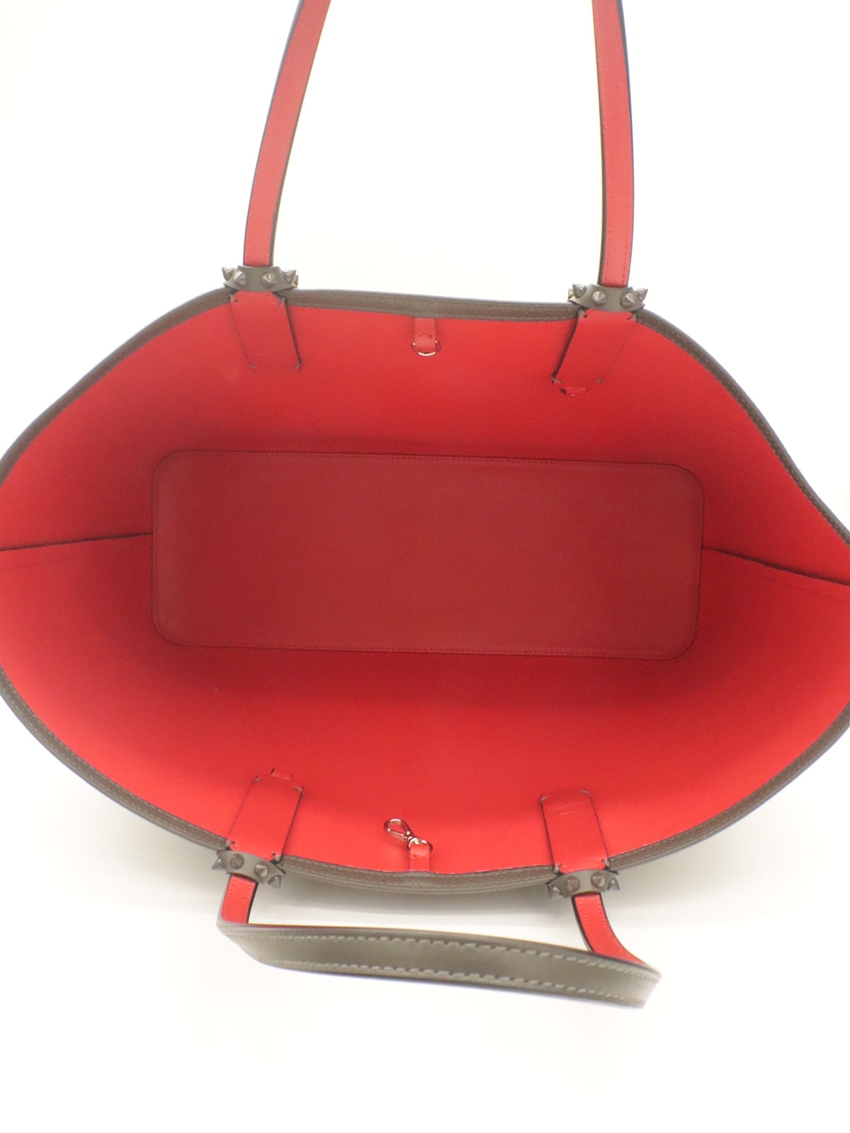 Louboutin Leather Cabata Tote Gray/Red