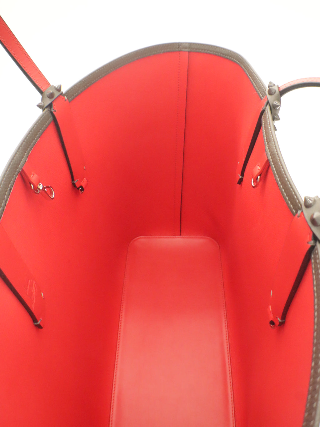 Louboutin Leather Cabata Tote Gray/Red