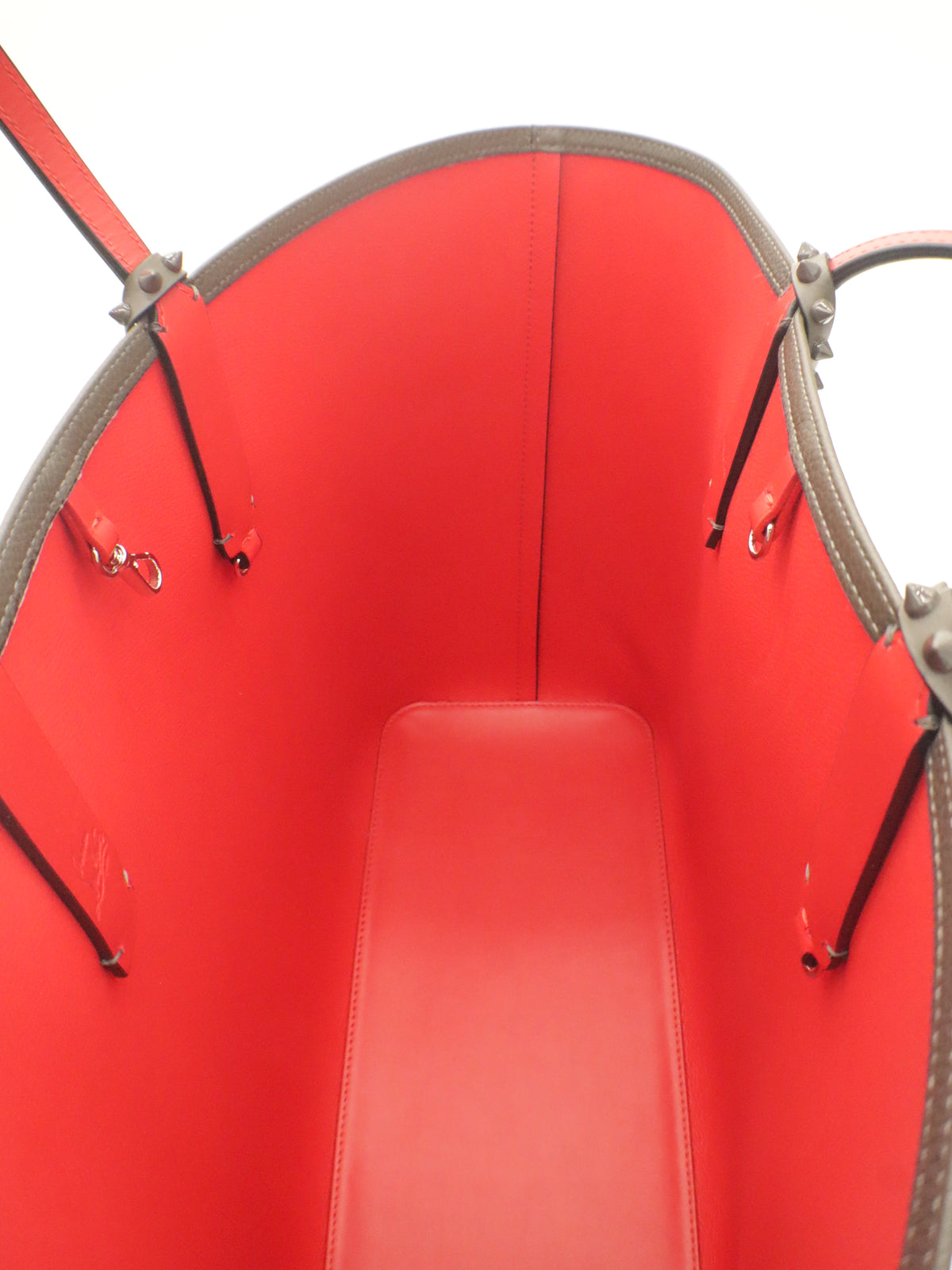 Louboutin Leather Cabata Tote Gray/Red