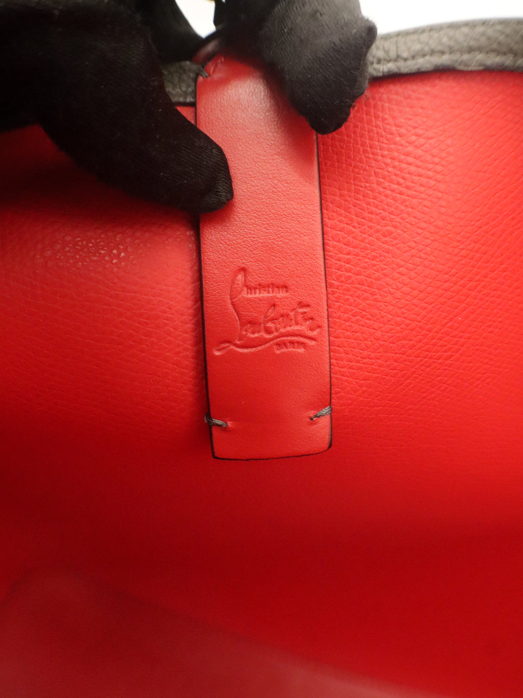 Louboutin Leather Cabata Tote Gray/Red