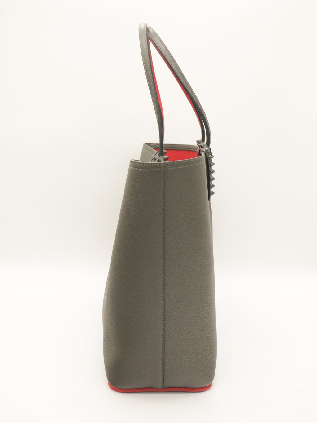 Louboutin Leather Cabata Tote Gray/Red