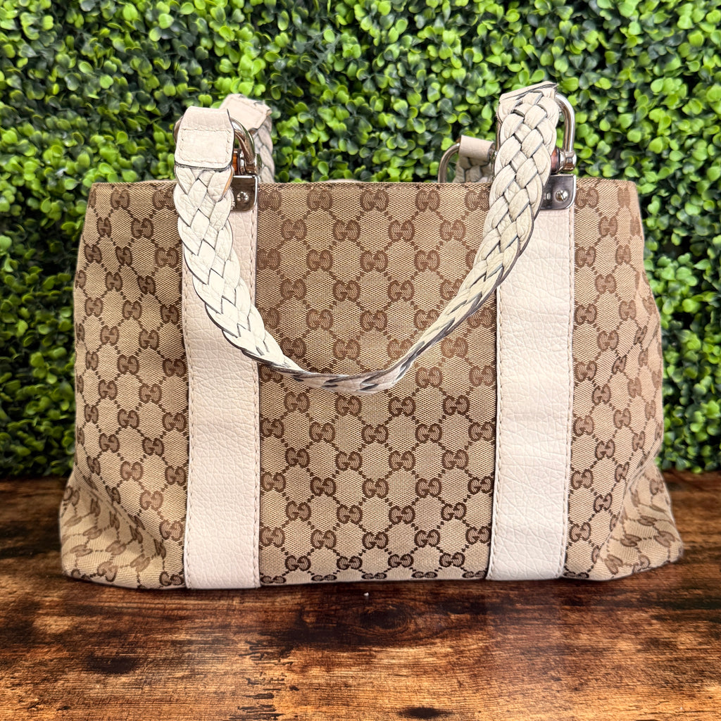 Gucci GG Canvas Bamboo Bar Tote