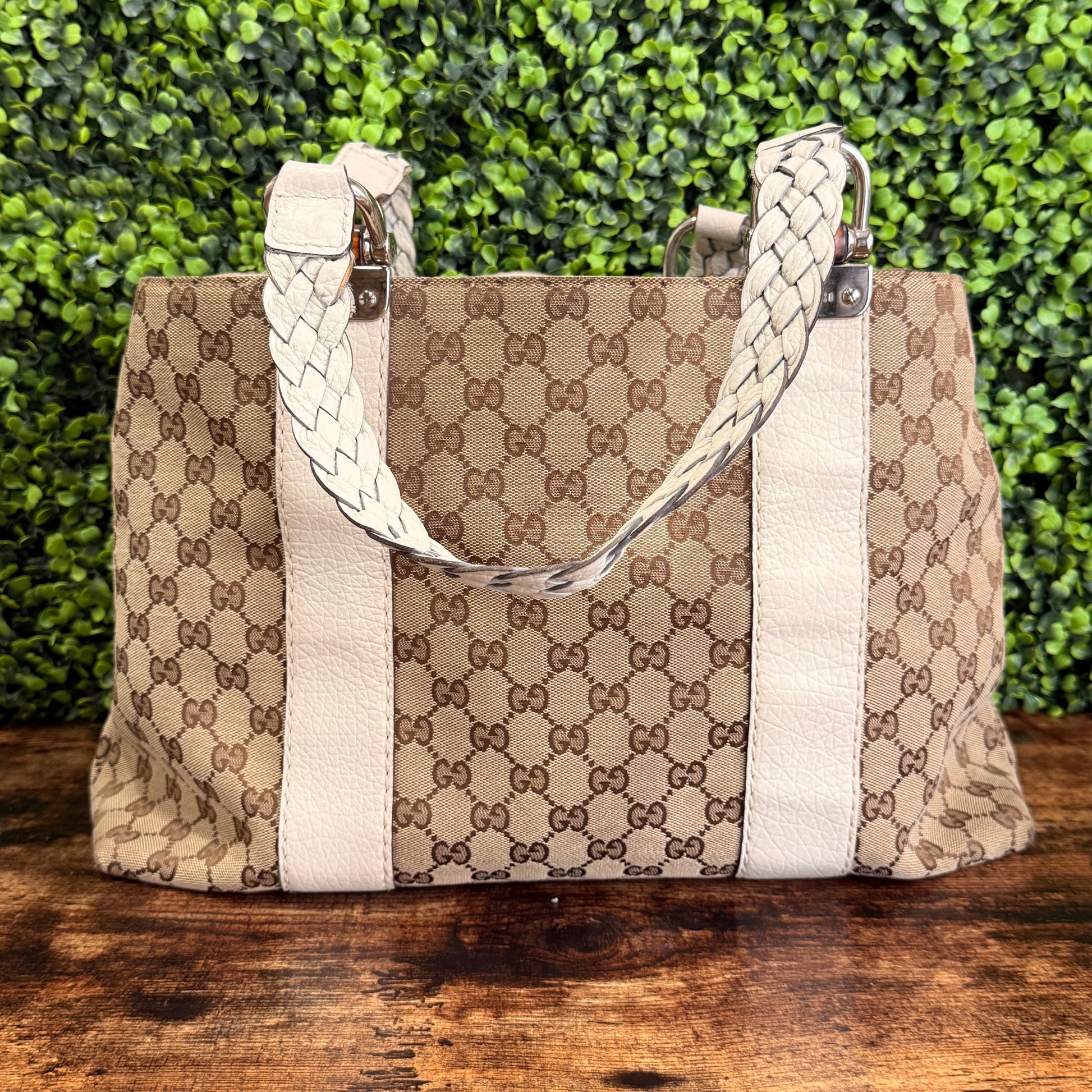 Gucci GG Canvas Bamboo Bar Tote