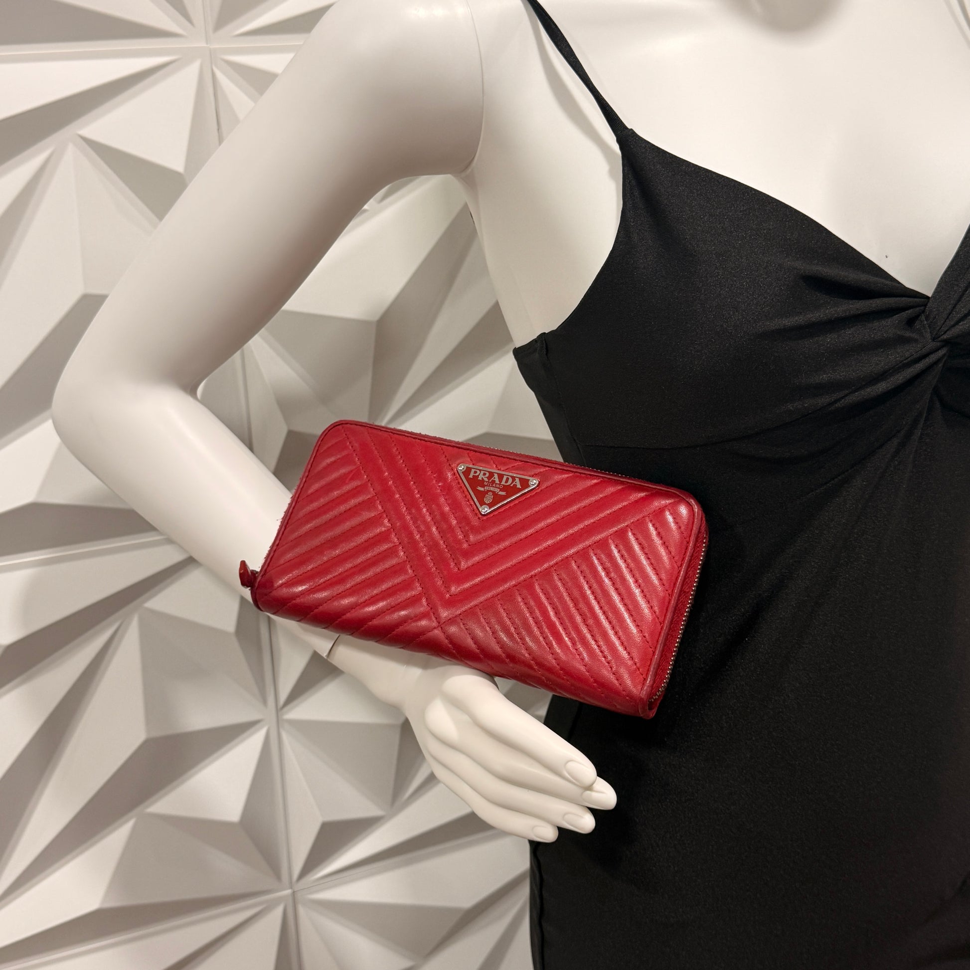 Prada Red Diagramme Wallet