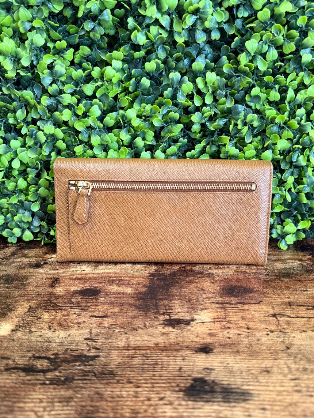 Prada Beige Saffiano Continental Flap Wallet