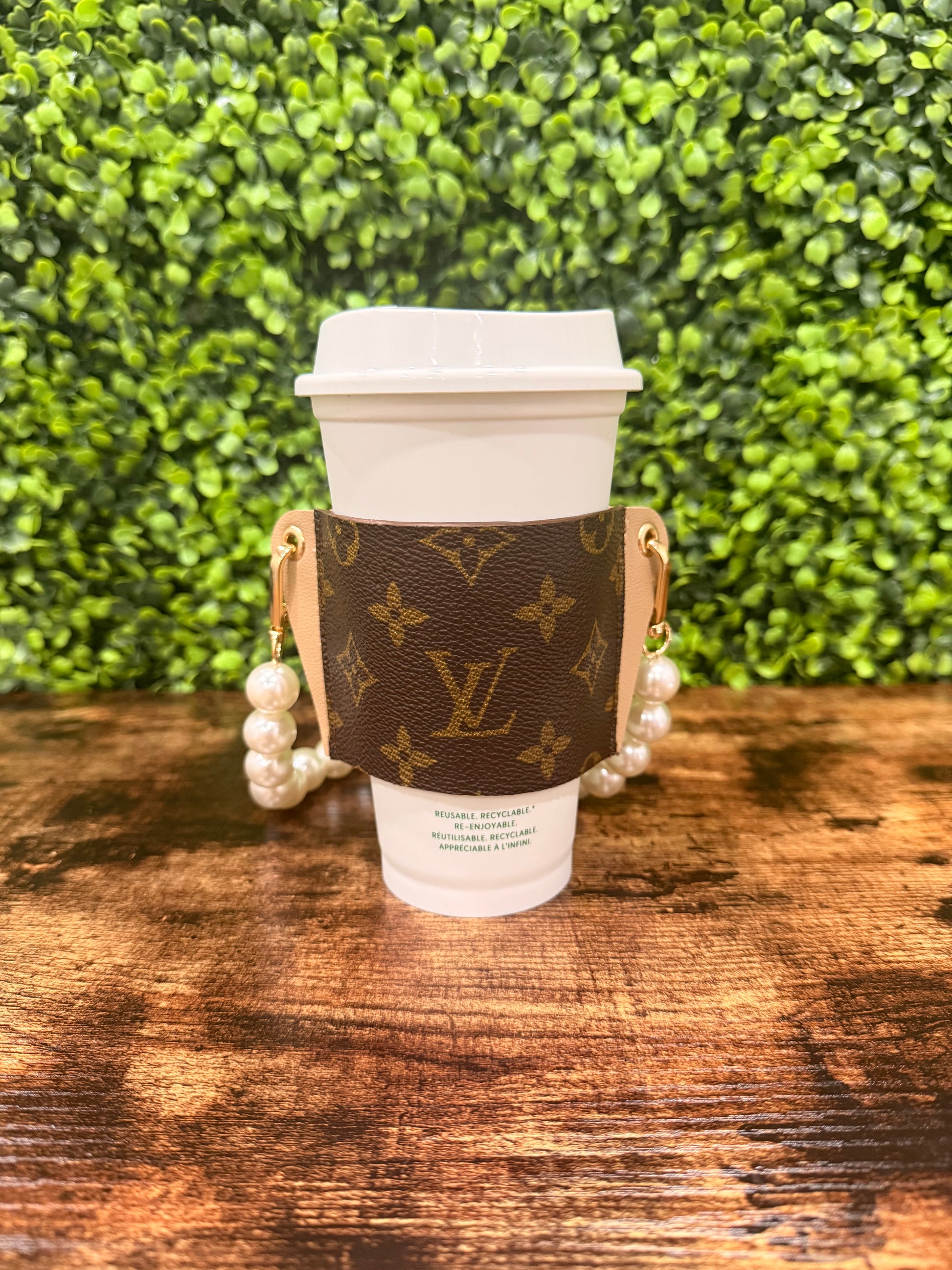 Repurposed Leather Canvas Cupholder