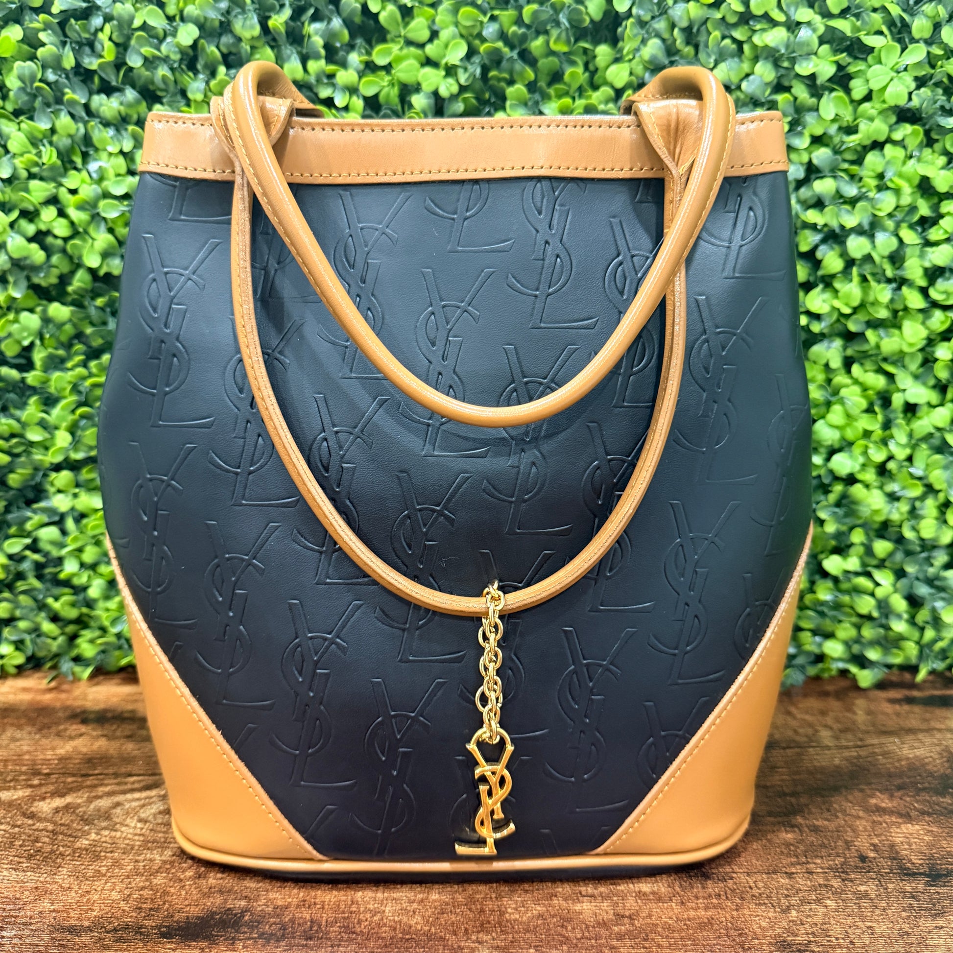 YSL Vintage Bicolor Brown and Noir Bag