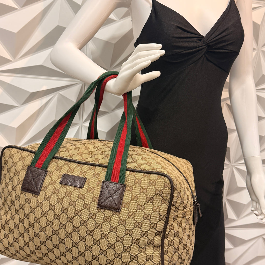 Gucci GG Canvas Web Duffle Bag