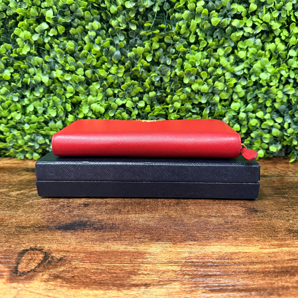 Prada Red Saffiano Leather Wallet