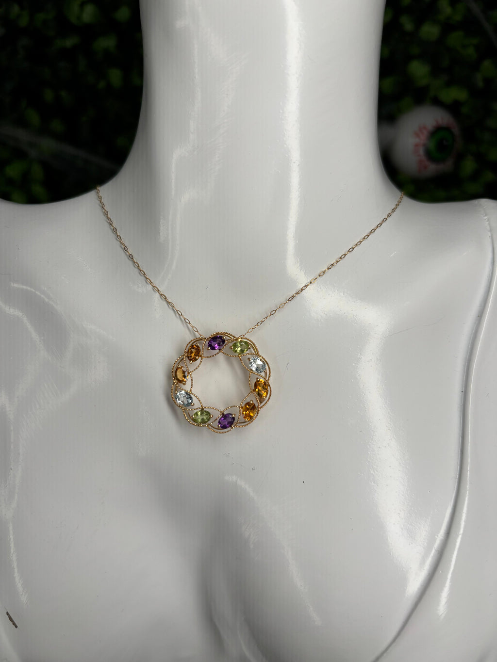 Pendant 18K Yellow Gold Multigem Circle